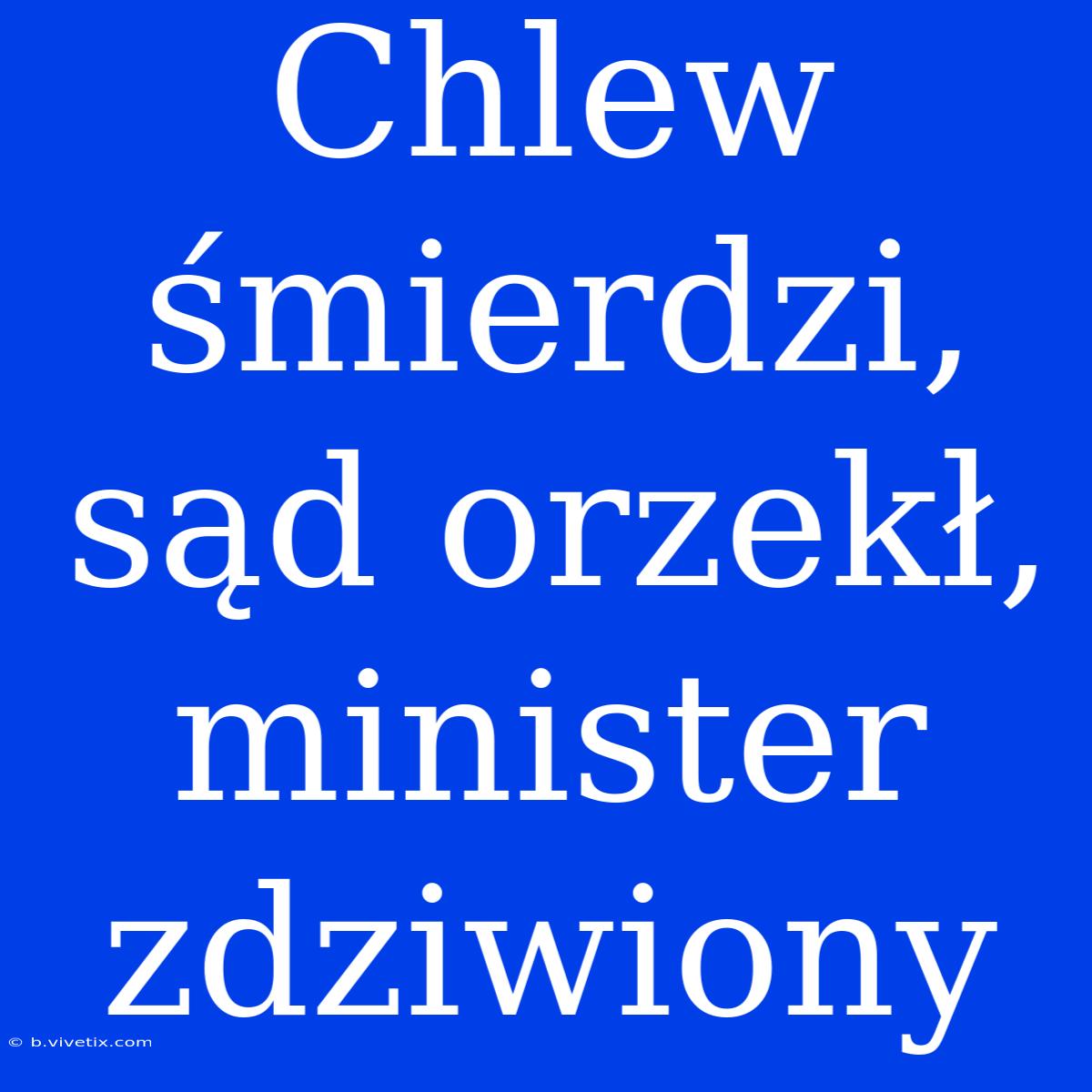 Chlew Śmierdzi, Sąd Orzekł, Minister Zdziwiony