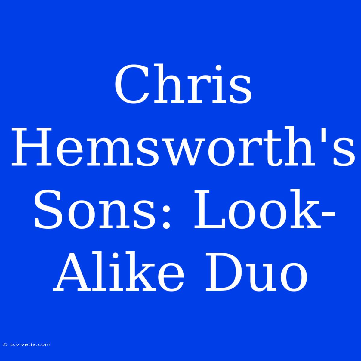 Chris Hemsworth's Sons: Look-Alike Duo