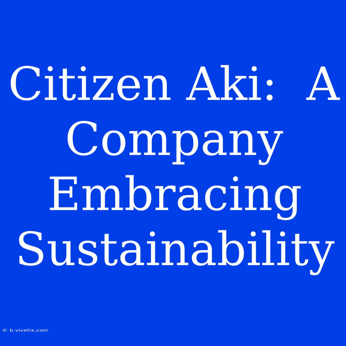 Citizen Aki:  A Company Embracing Sustainability