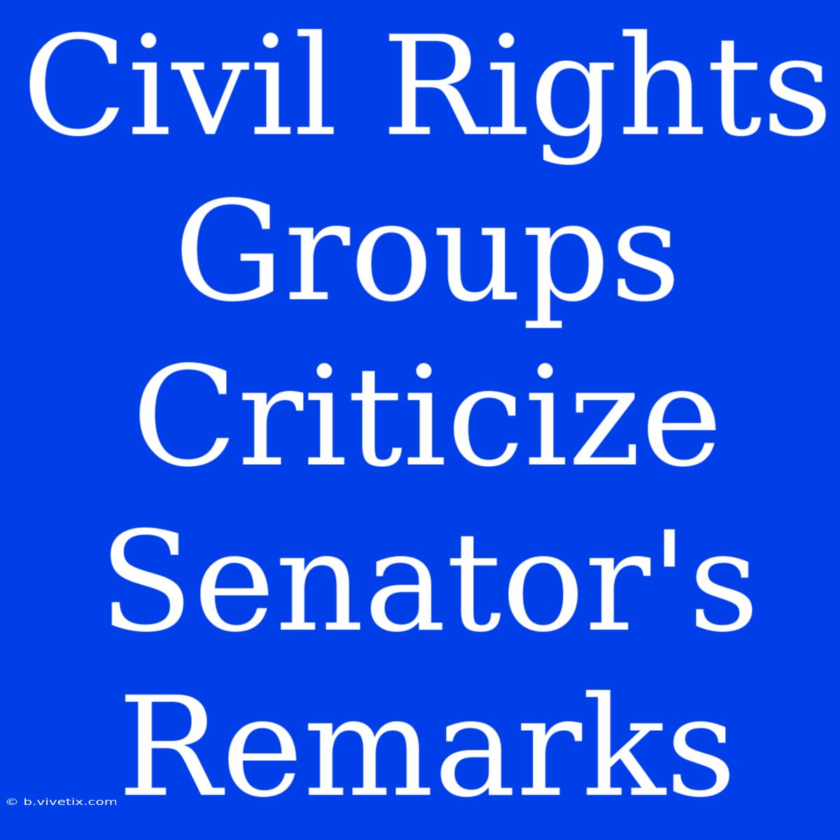 Civil Rights Groups Criticize Senator's Remarks