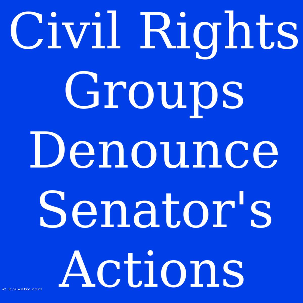 Civil Rights Groups Denounce Senator's Actions