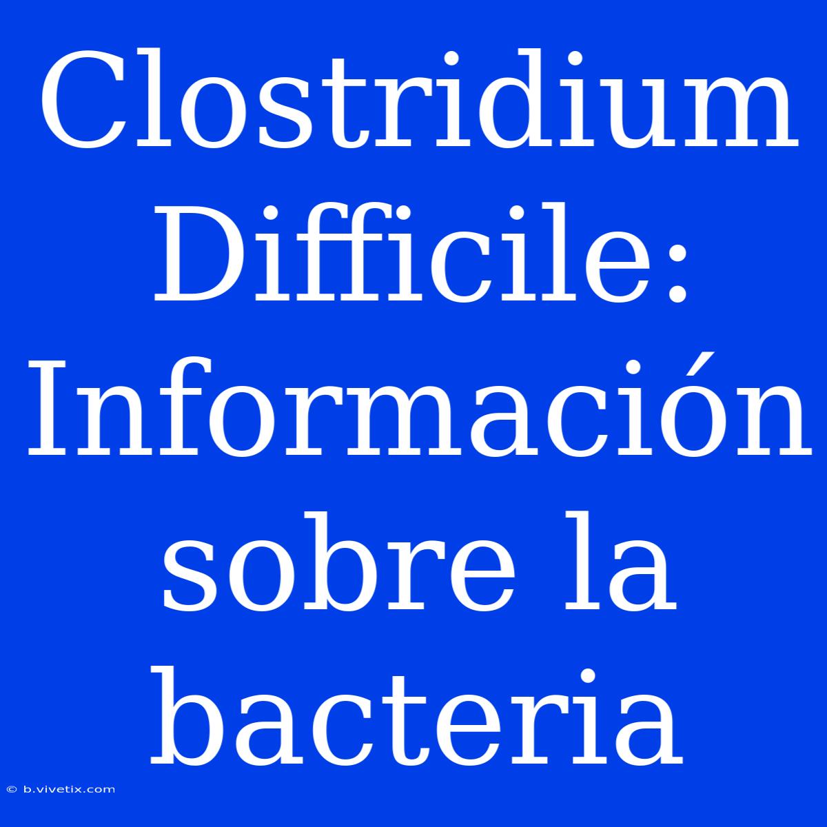 Clostridium Difficile: Información Sobre La Bacteria