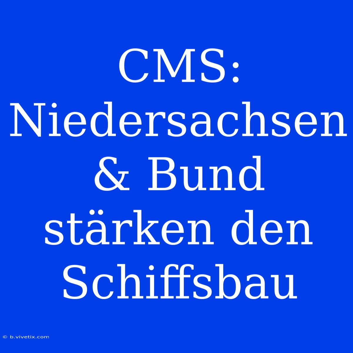 CMS: Niedersachsen & Bund Stärken Den Schiffsbau