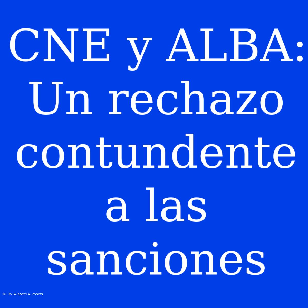 CNE Y ALBA: Un Rechazo Contundente A Las Sanciones