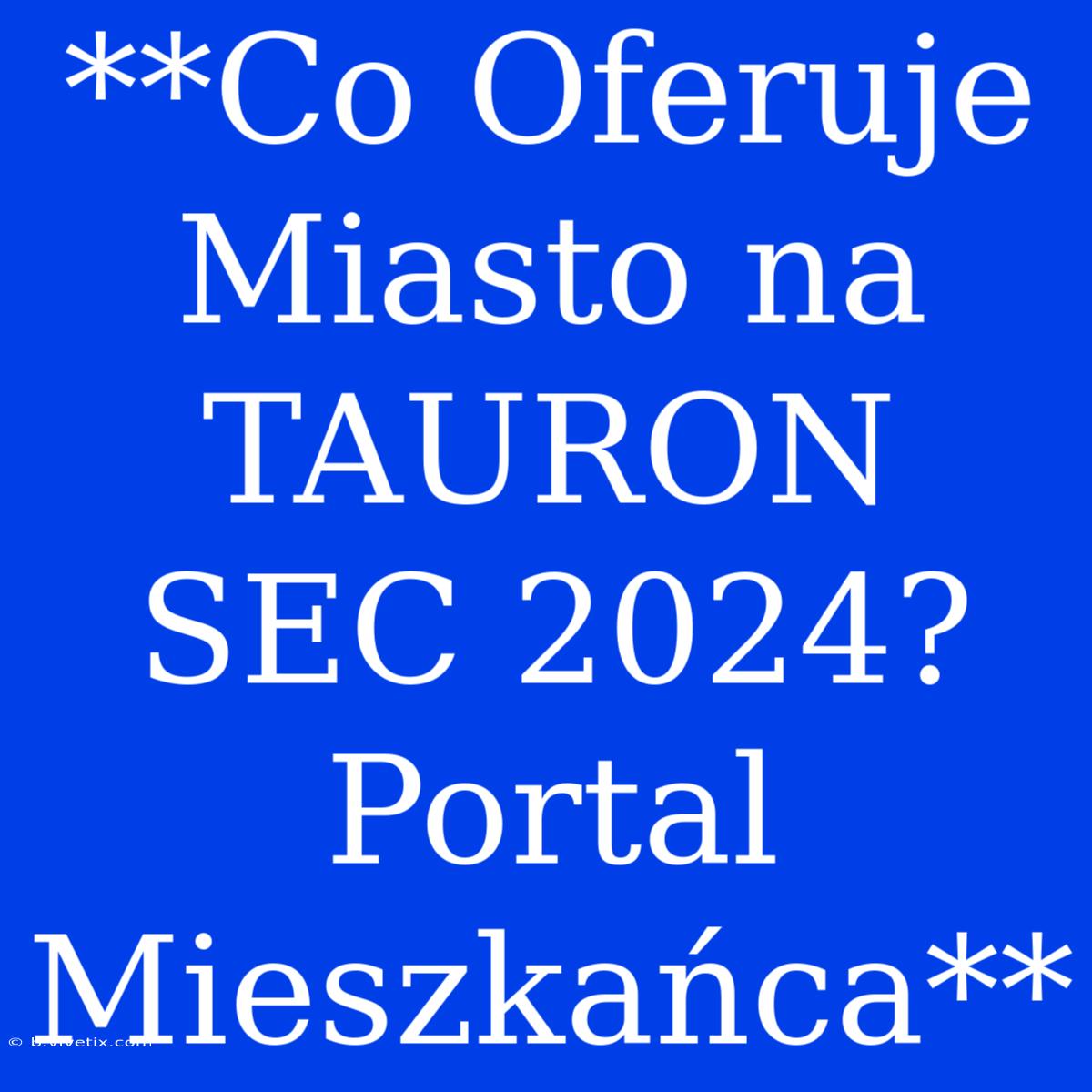 **Co Oferuje Miasto Na TAURON SEC 2024? Portal Mieszkańca**