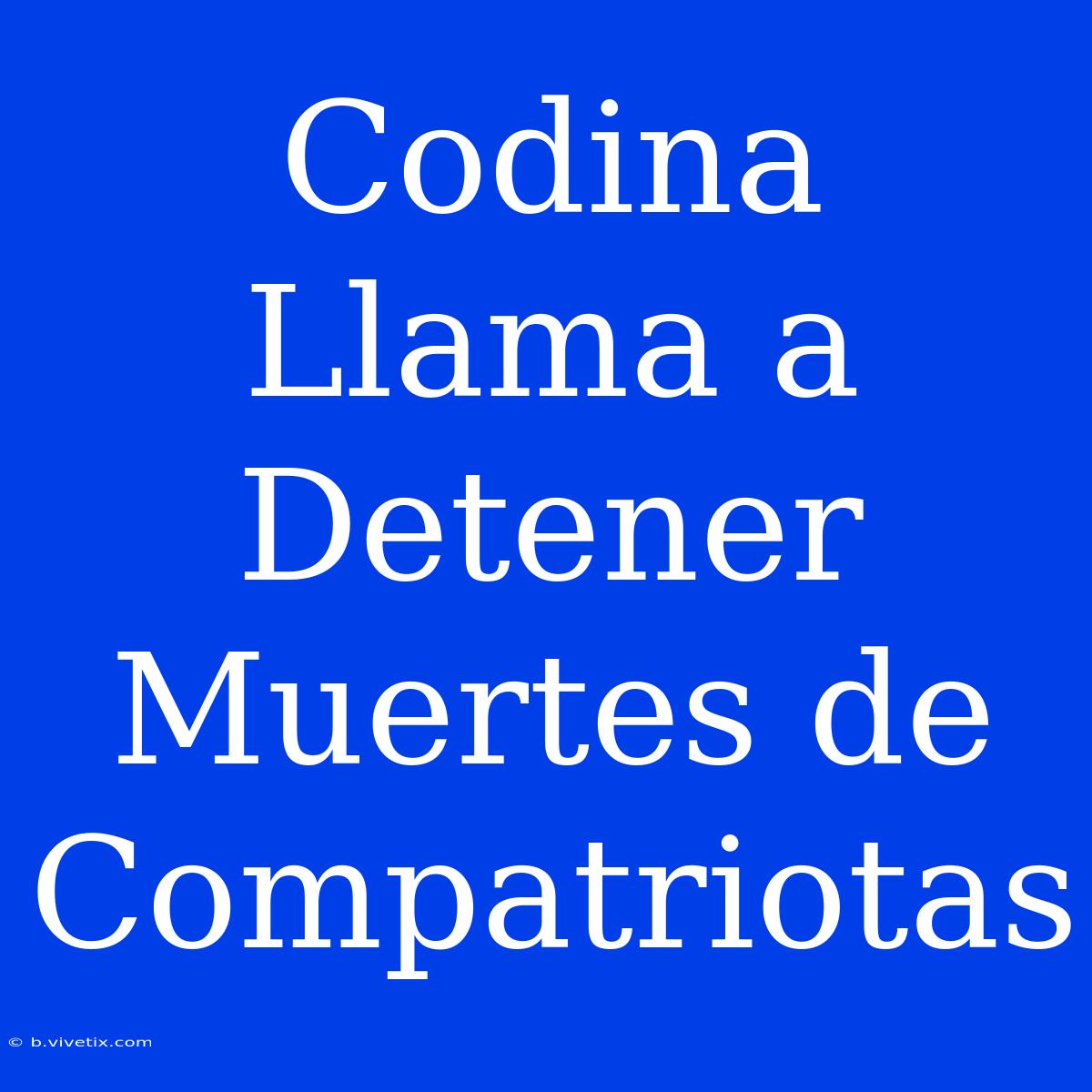 Codina Llama A Detener Muertes De Compatriotas