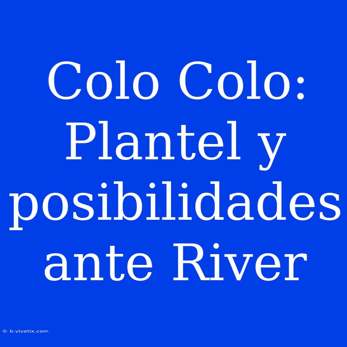 Colo Colo: Plantel Y Posibilidades Ante River