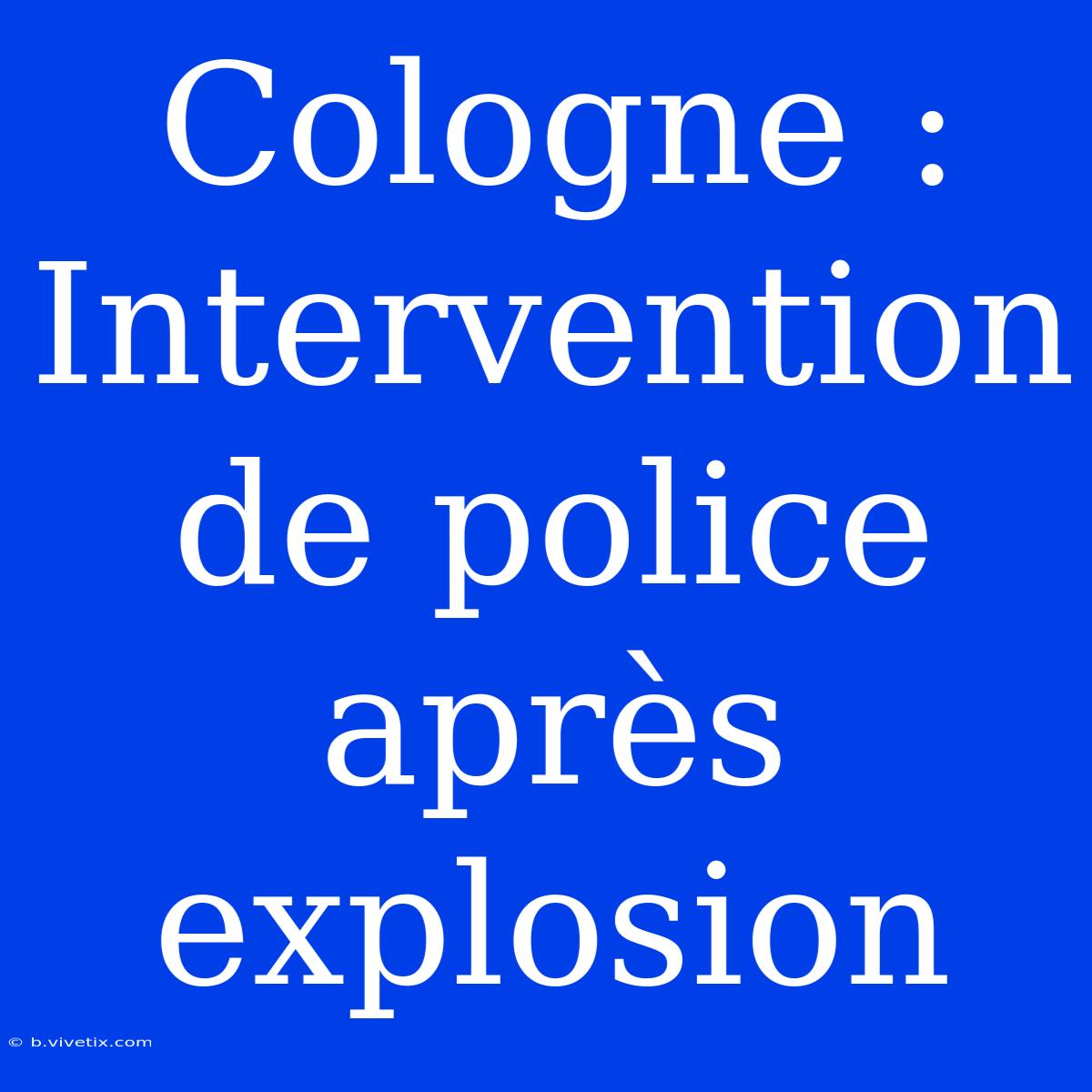 Cologne : Intervention De Police Après Explosion