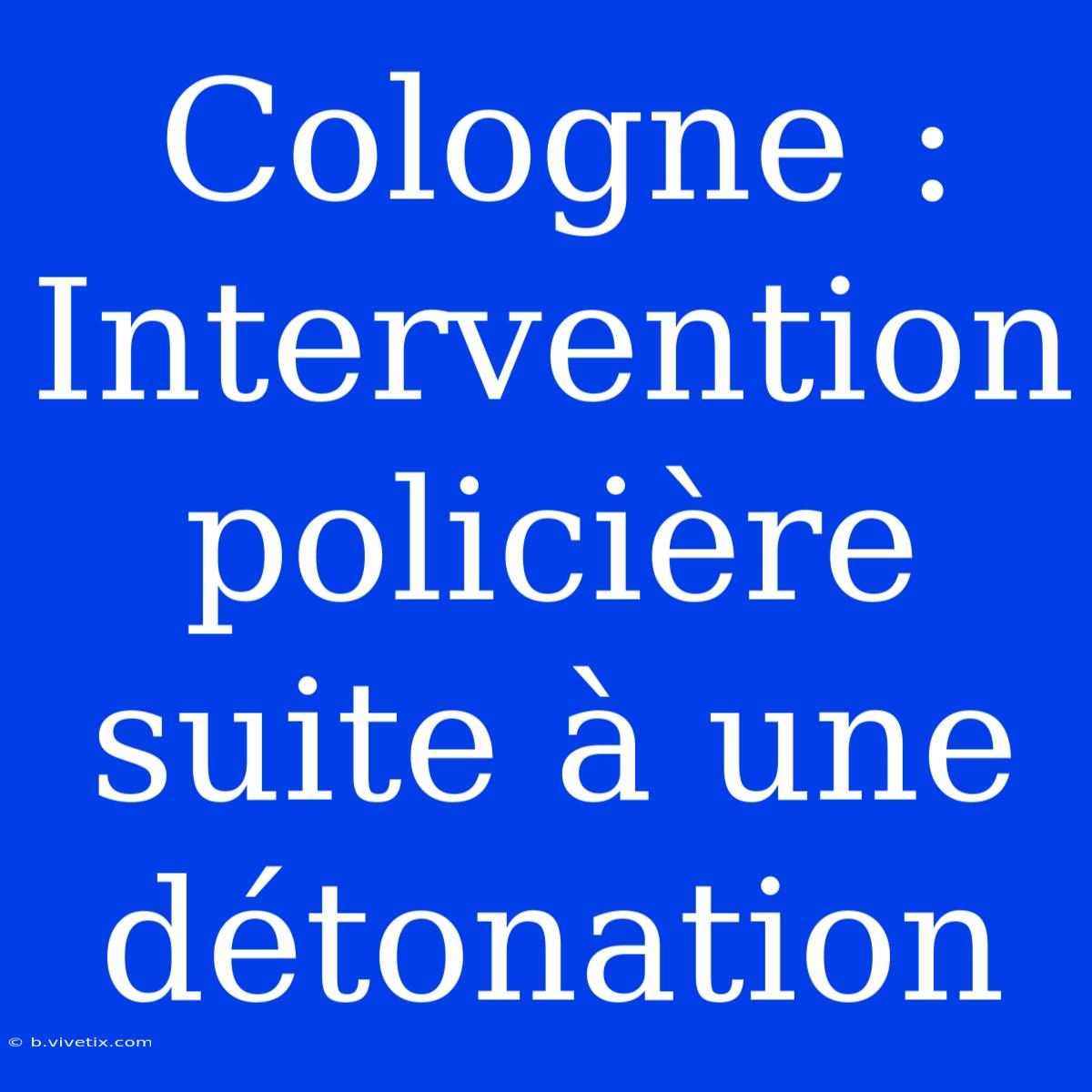 Cologne : Intervention Policière Suite À Une Détonation 