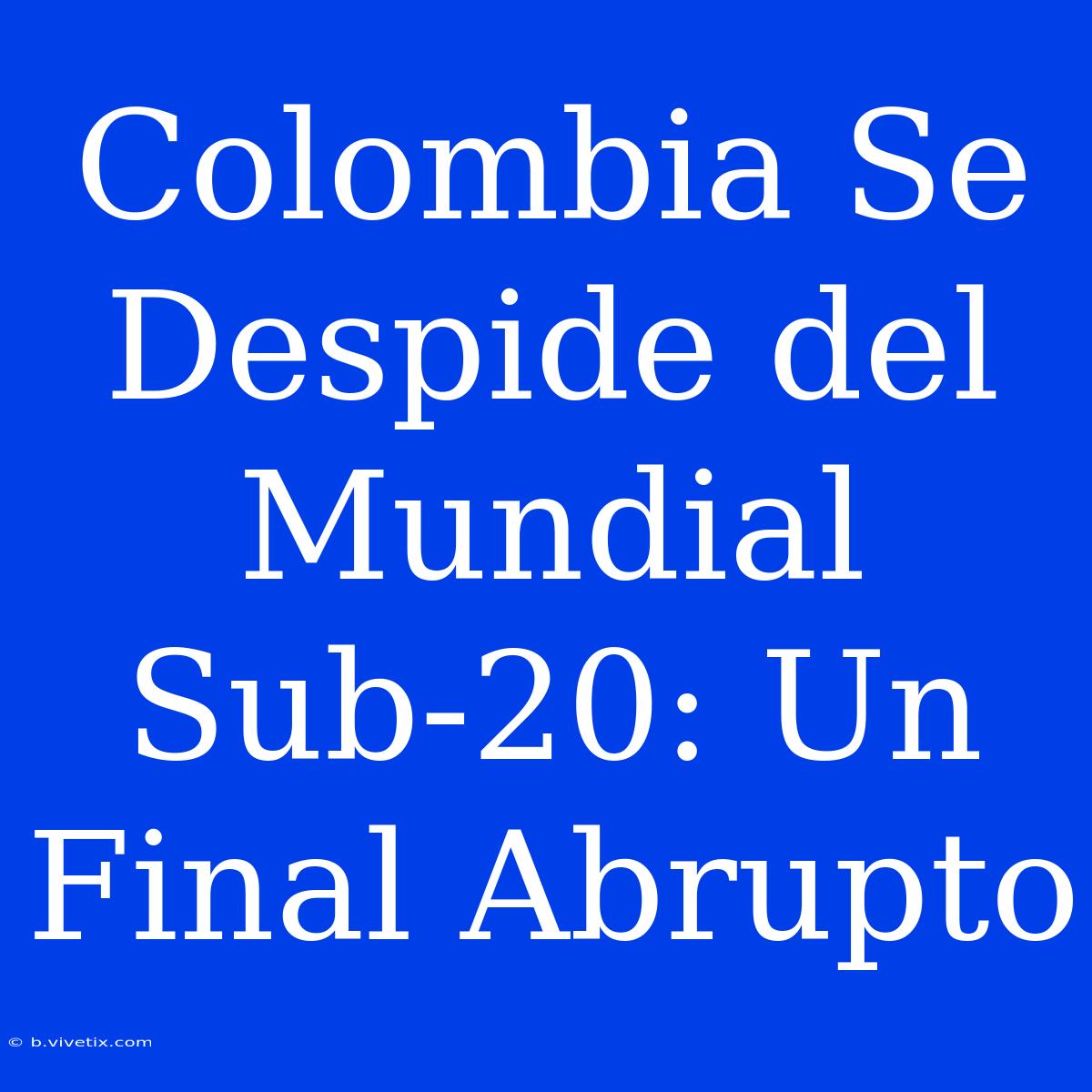 Colombia Se Despide Del Mundial Sub-20: Un Final Abrupto