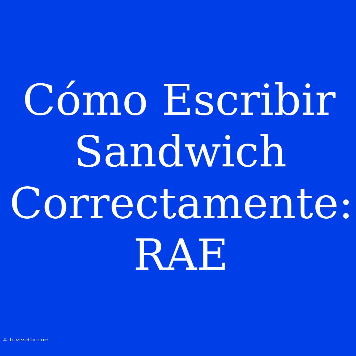 Cómo Escribir Sandwich Correctamente: RAE