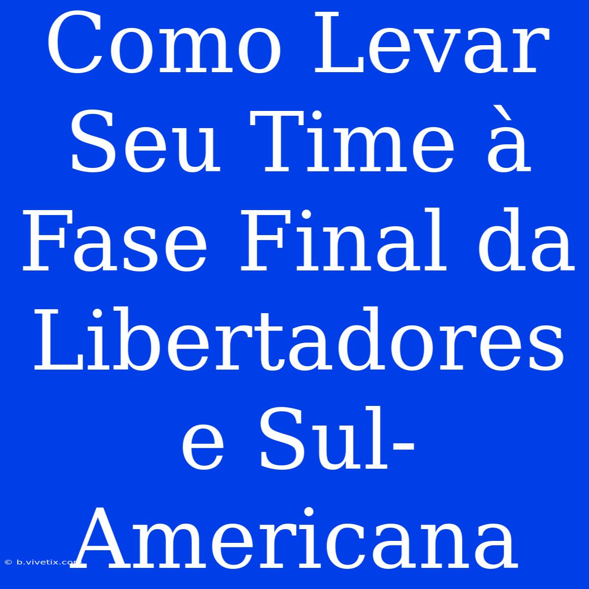 Como Levar Seu Time À Fase Final Da Libertadores E Sul-Americana