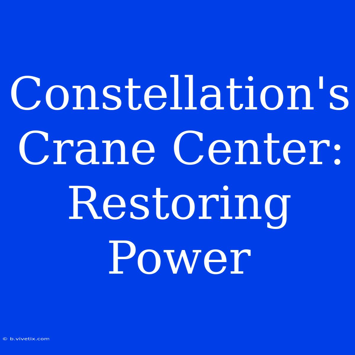 Constellation's Crane Center: Restoring Power 