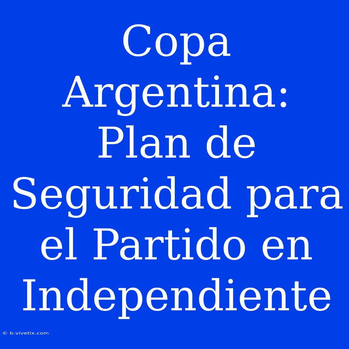 Copa Argentina: Plan De Seguridad Para El Partido En Independiente 