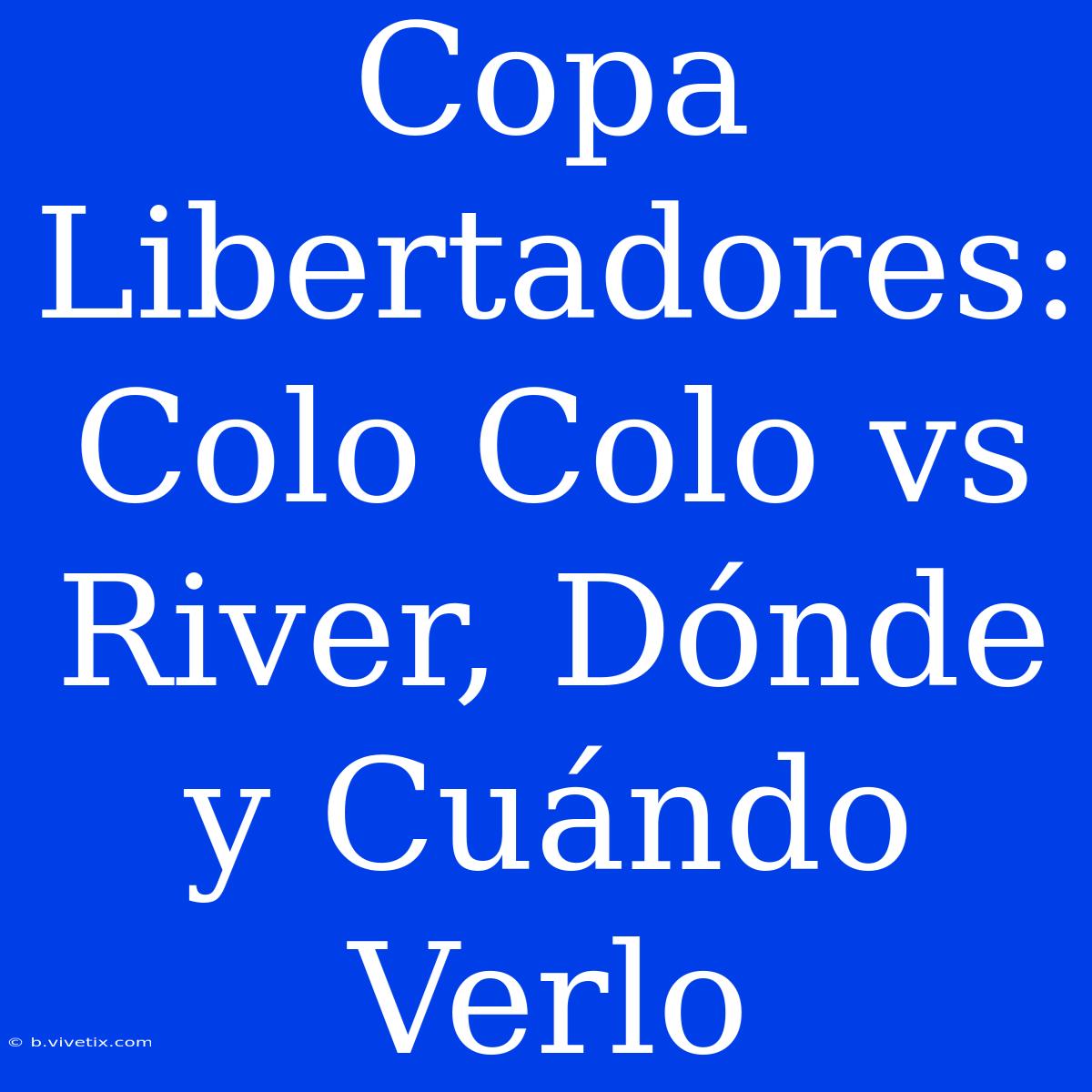 Copa Libertadores: Colo Colo Vs River, Dónde Y Cuándo Verlo