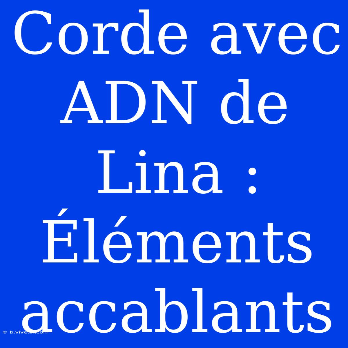 Corde Avec ADN De Lina : Éléments Accablants