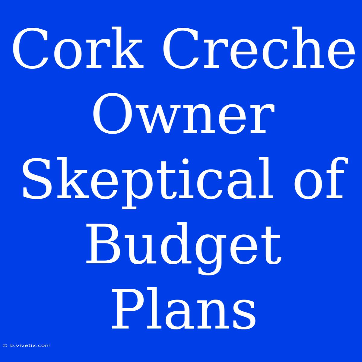 Cork Creche Owner Skeptical Of Budget Plans