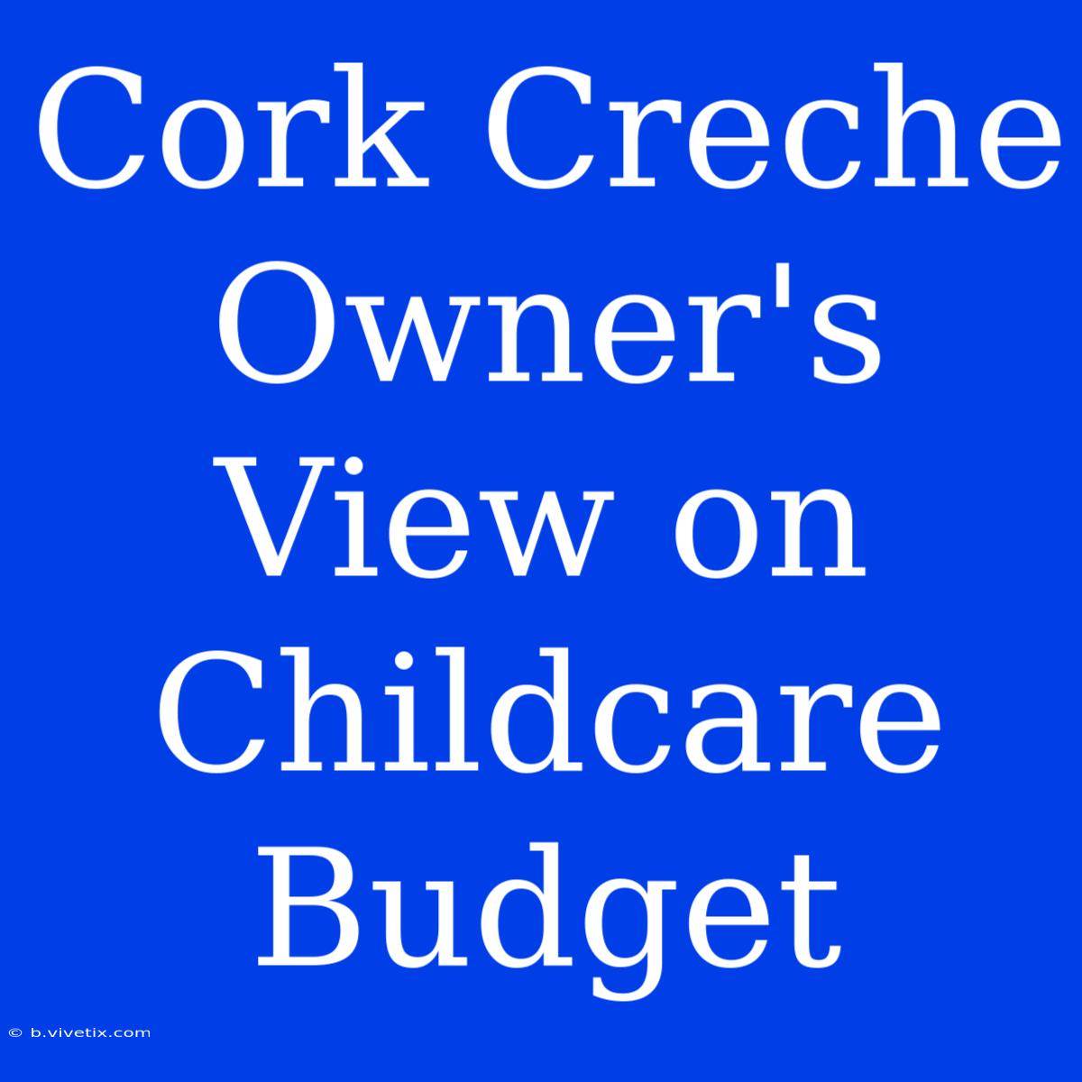 Cork Creche Owner's View On Childcare Budget