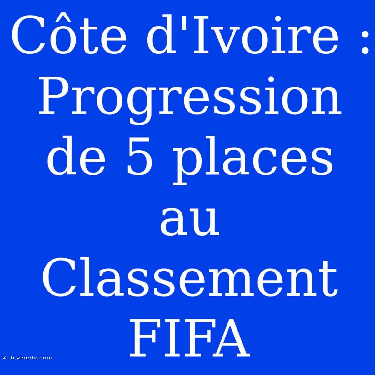 Côte D'Ivoire : Progression De 5 Places Au Classement FIFA