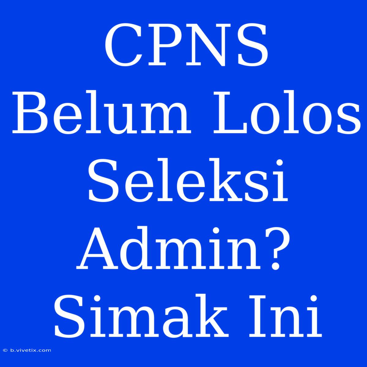 CPNS Belum Lolos Seleksi Admin? Simak Ini