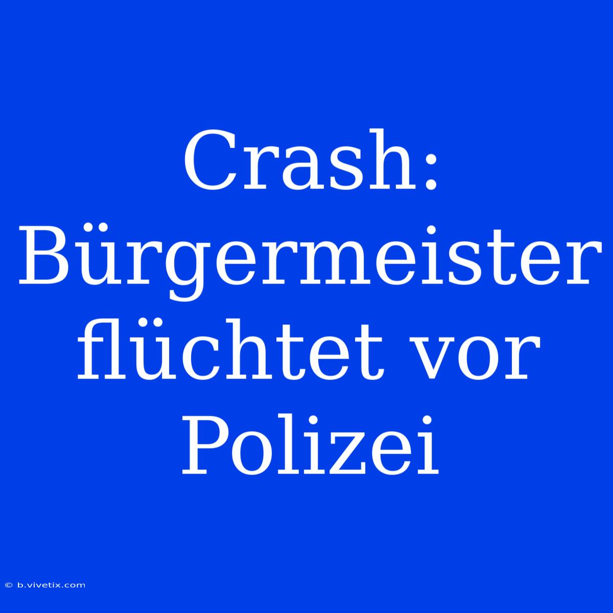 Crash: Bürgermeister Flüchtet Vor Polizei