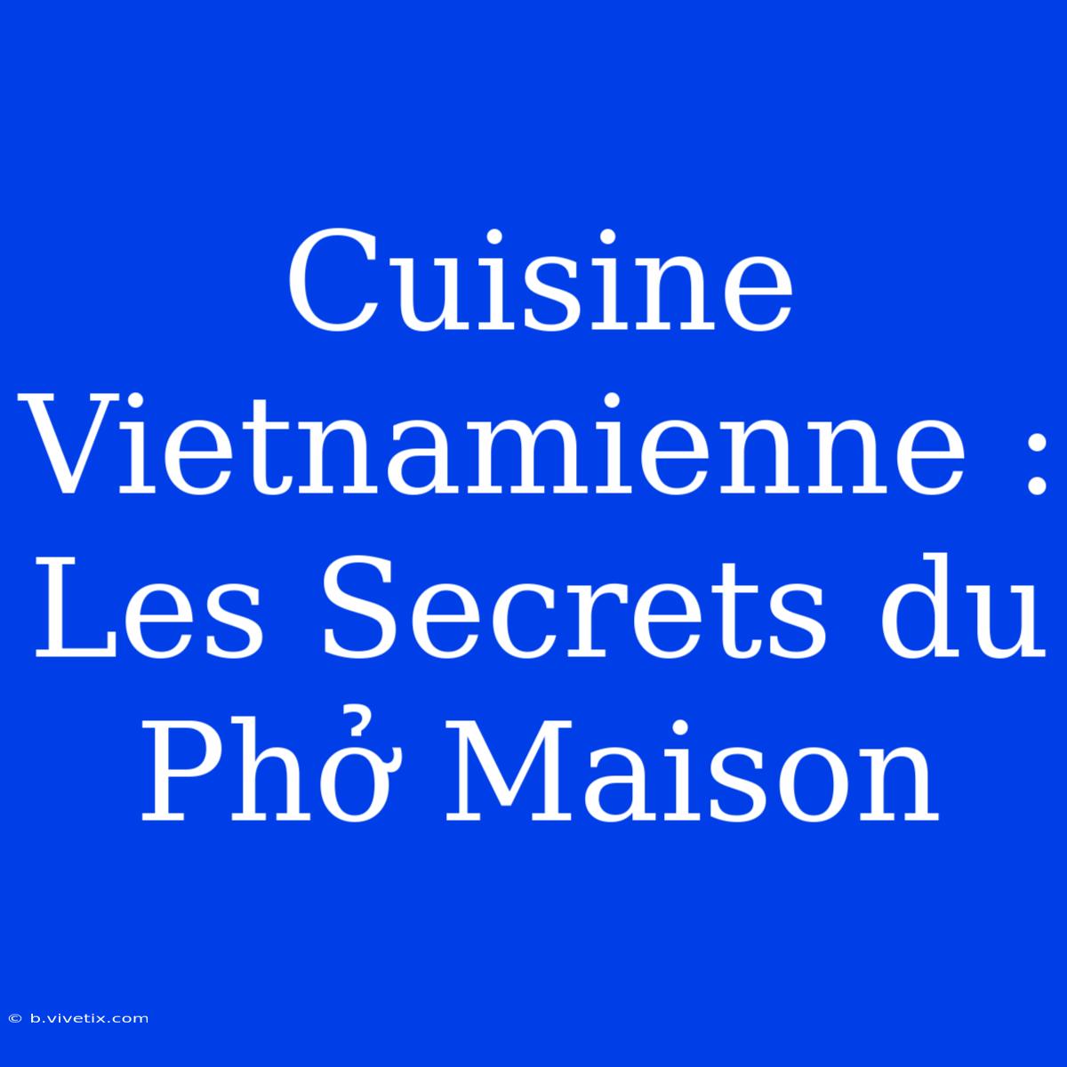 Cuisine Vietnamienne : Les Secrets Du Phở Maison