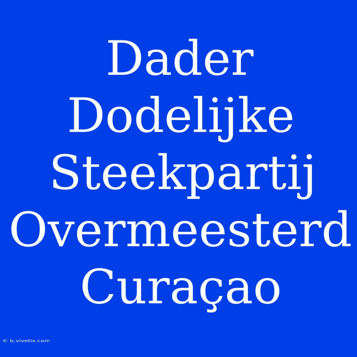 Dader Dodelijke Steekpartij Overmeesterd Curaçao