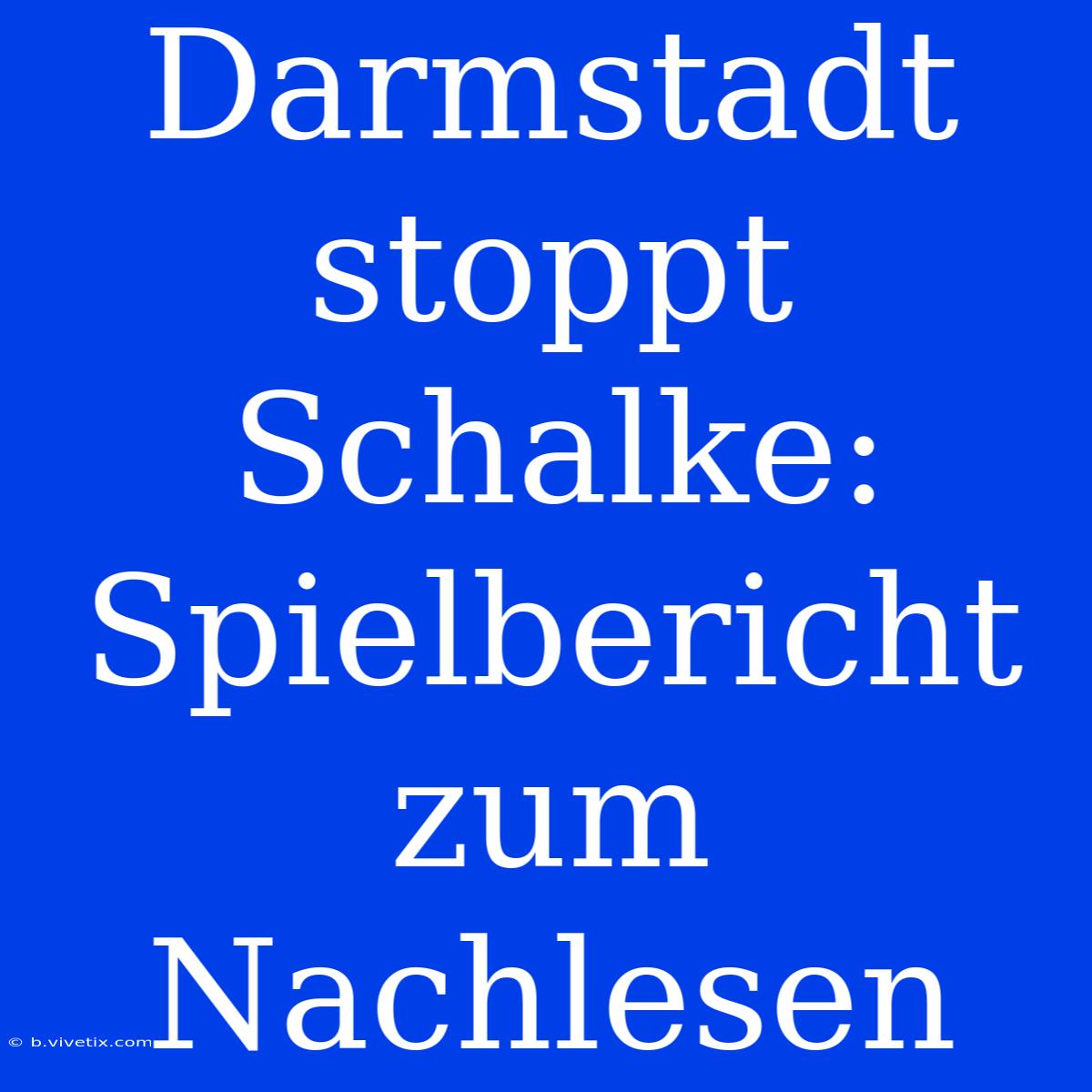 Darmstadt Stoppt Schalke: Spielbericht Zum Nachlesen