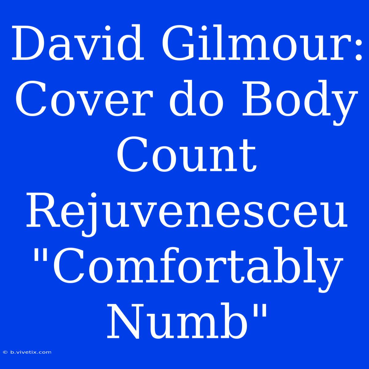 David Gilmour: Cover Do Body Count Rejuvenesceu 