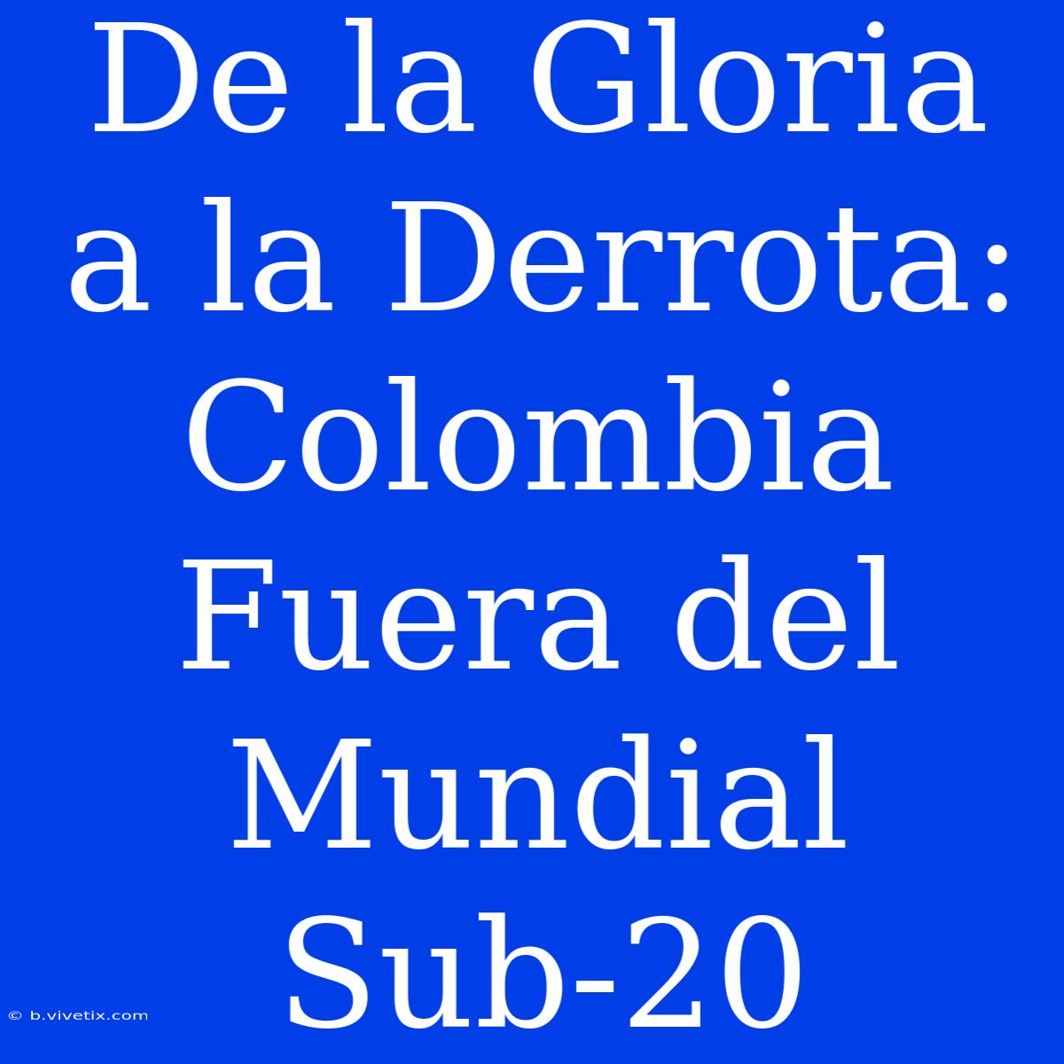 De La Gloria A La Derrota: Colombia Fuera Del Mundial Sub-20