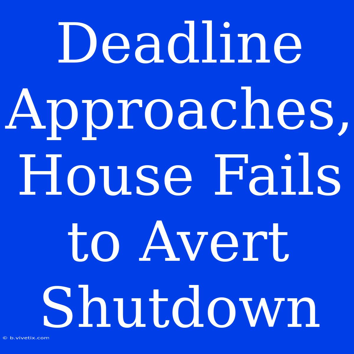 Deadline Approaches, House Fails To Avert Shutdown