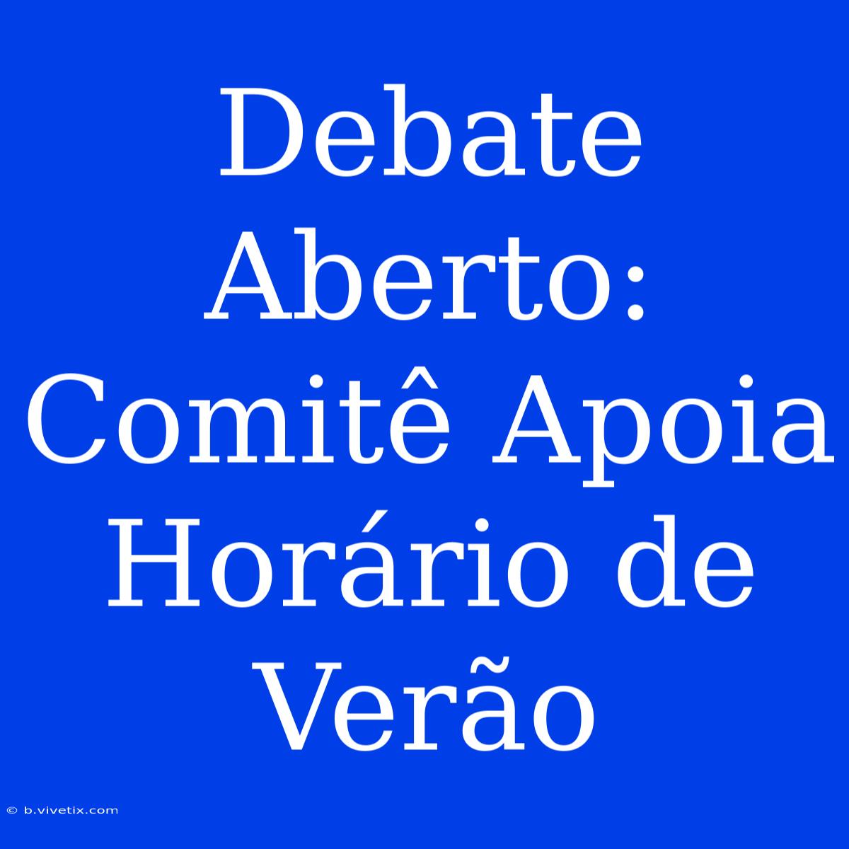 Debate Aberto: Comitê Apoia Horário De Verão