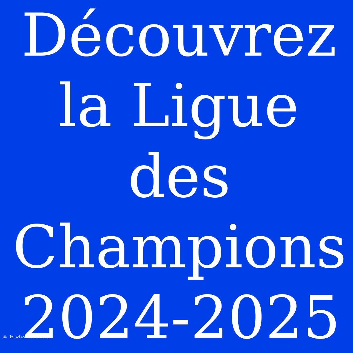 Découvrez La Ligue Des Champions 2024-2025