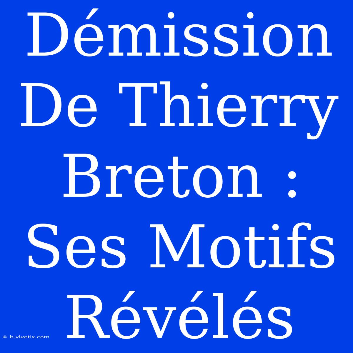 Démission De Thierry Breton : Ses Motifs Révélés