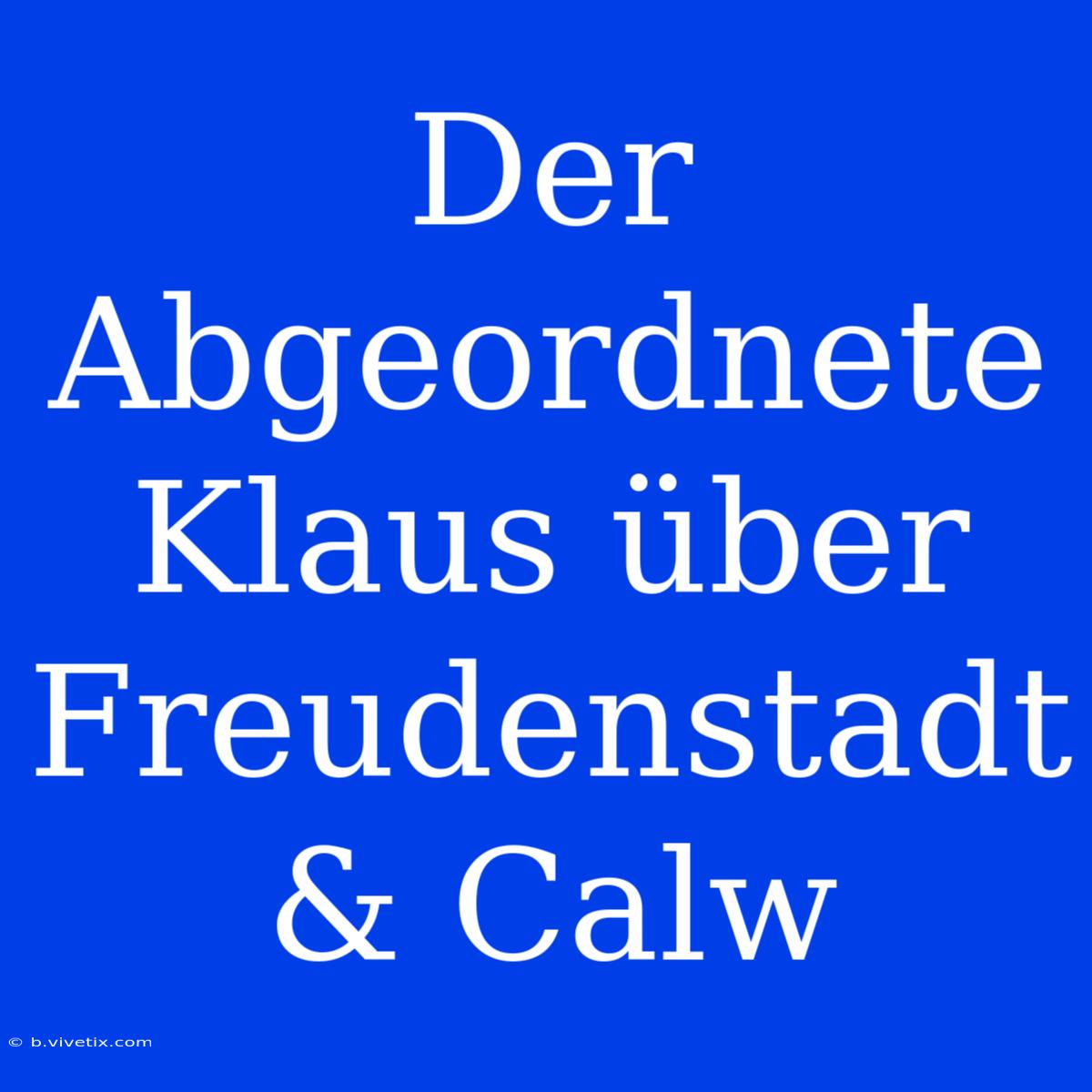 Der Abgeordnete Klaus Über Freudenstadt & Calw