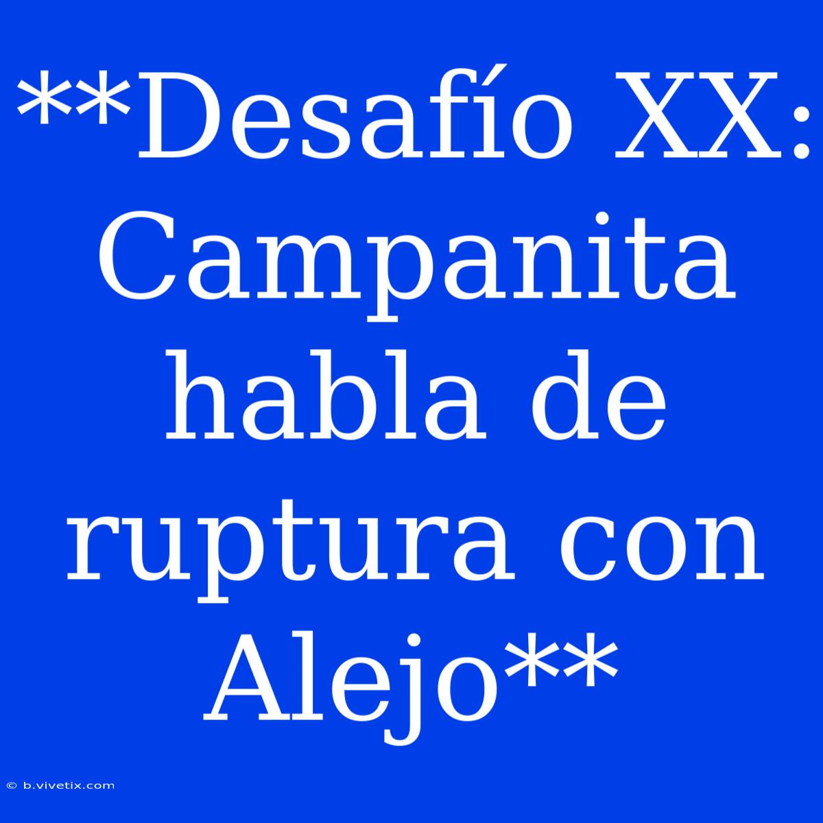 **Desafío XX: Campanita Habla De Ruptura Con Alejo**