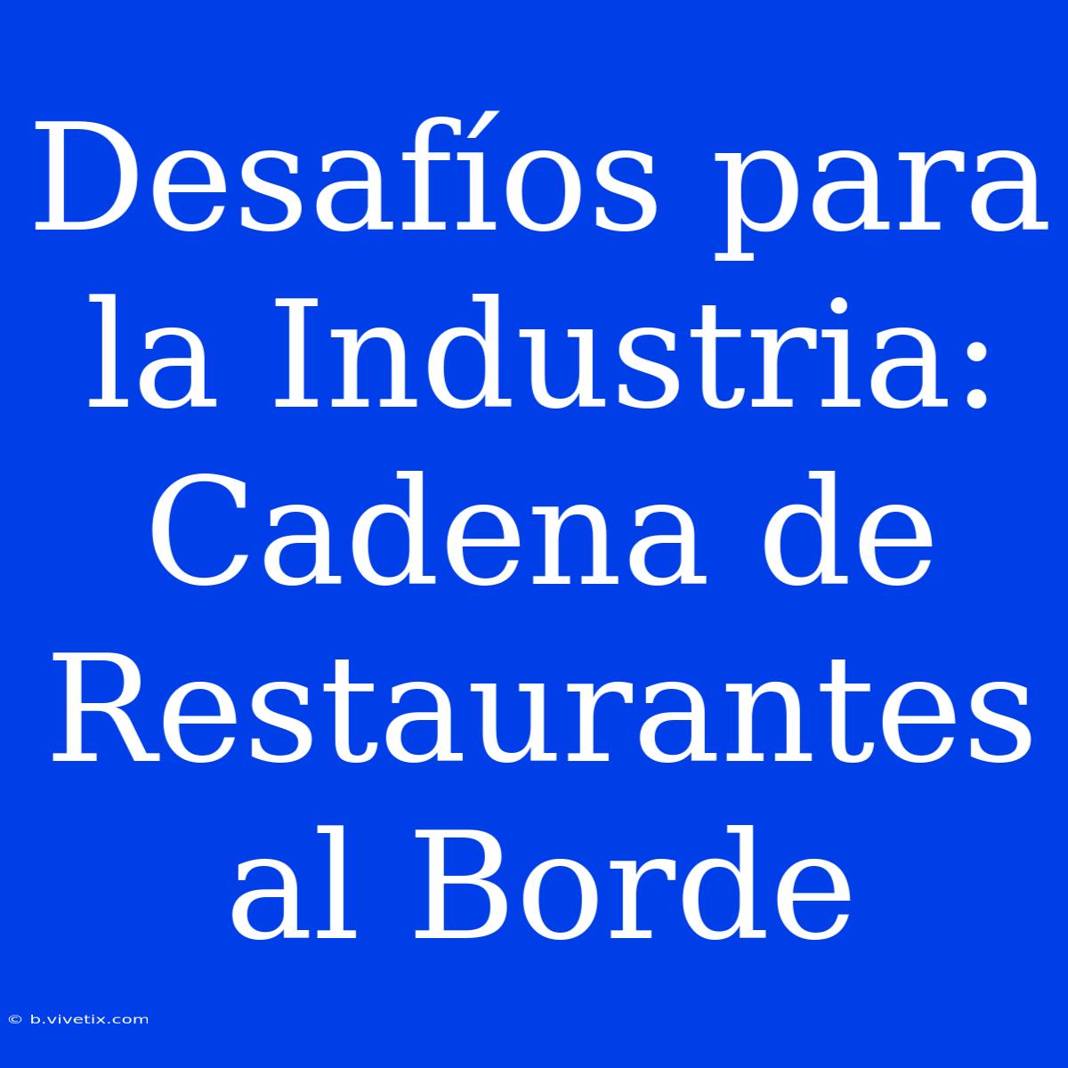 Desafíos Para La Industria: Cadena De Restaurantes Al Borde