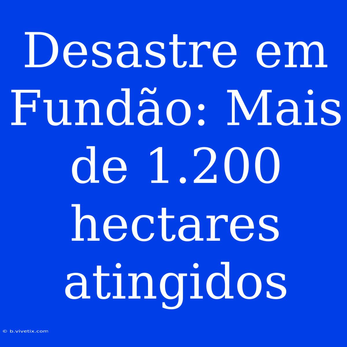 Desastre Em Fundão: Mais De 1.200 Hectares Atingidos