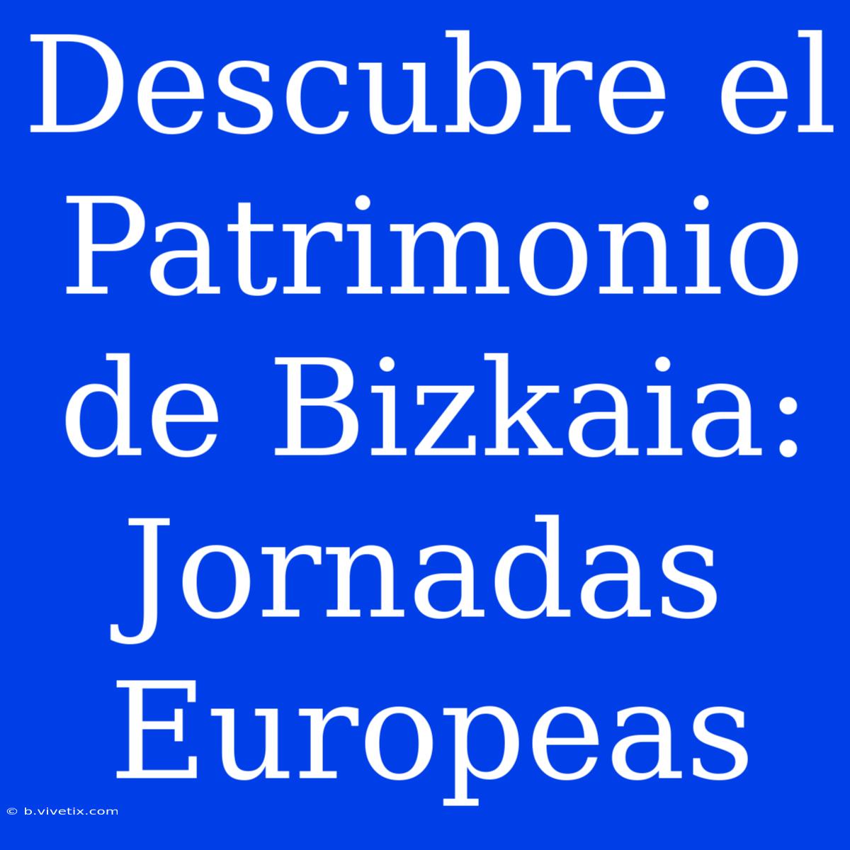 Descubre El Patrimonio De Bizkaia: Jornadas Europeas