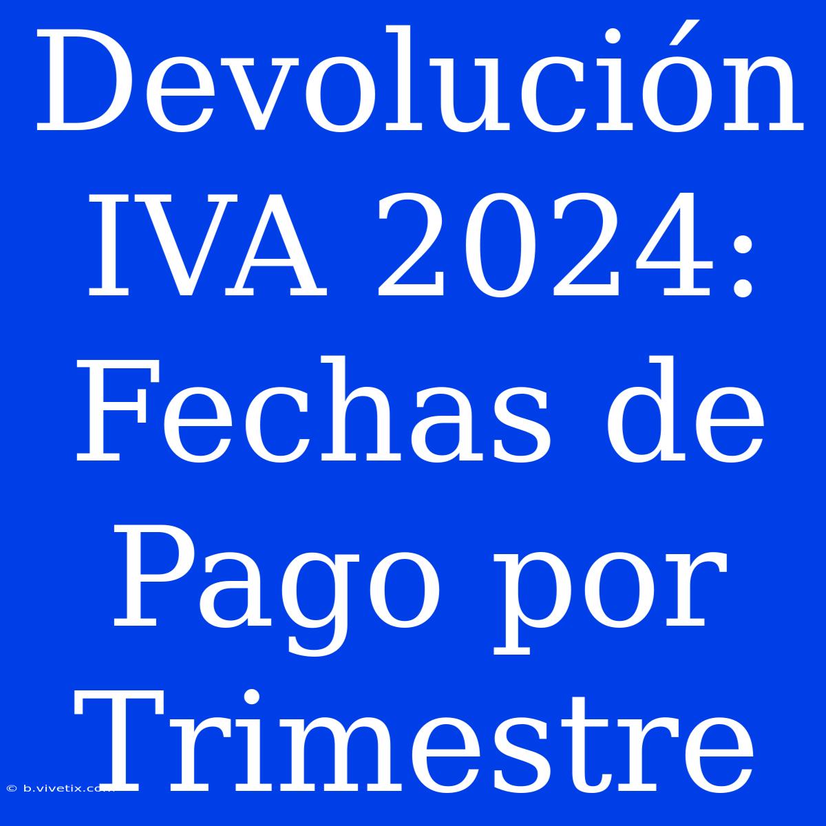 Devolución IVA 2024: Fechas De Pago Por Trimestre