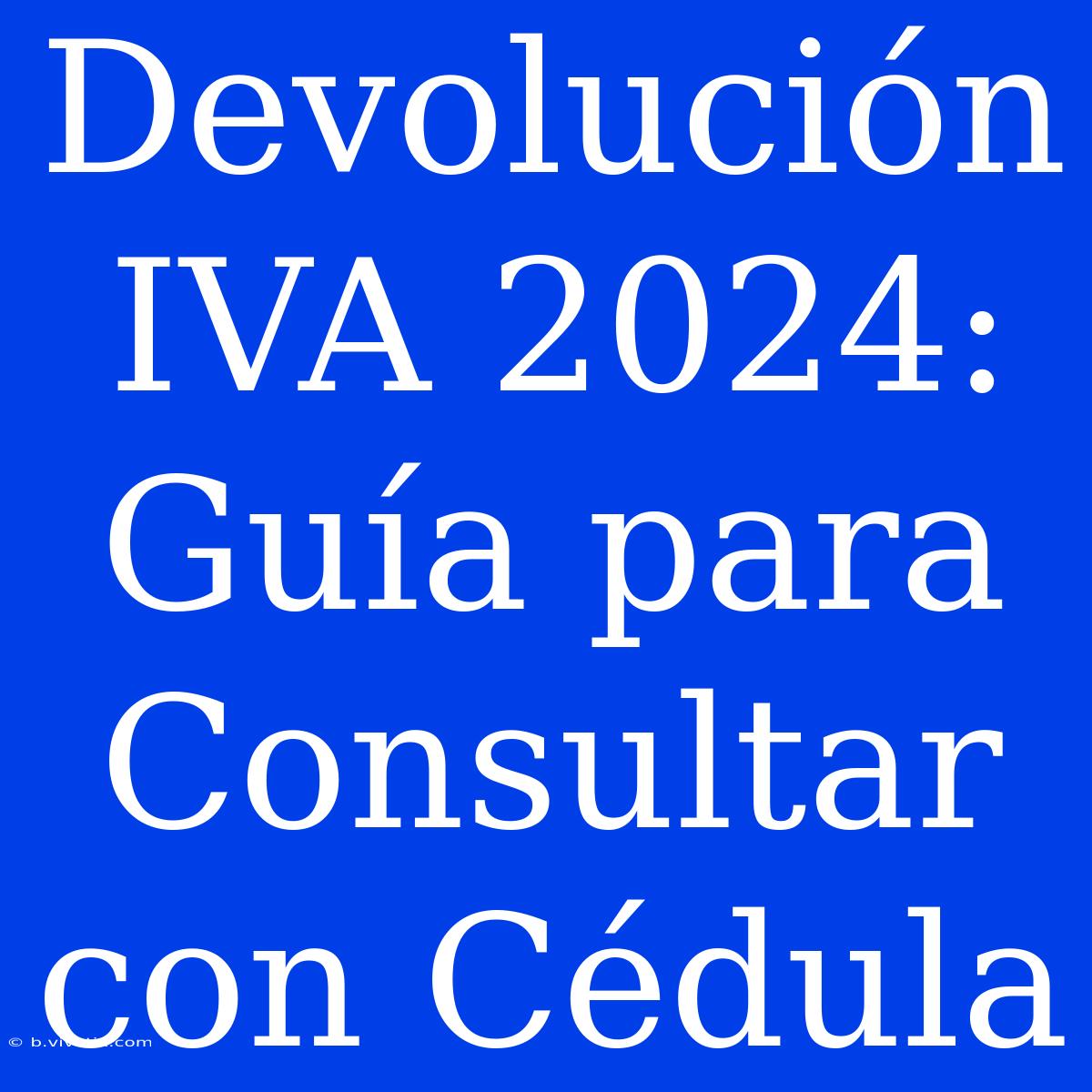 Devolución IVA 2024: Guía Para Consultar Con Cédula