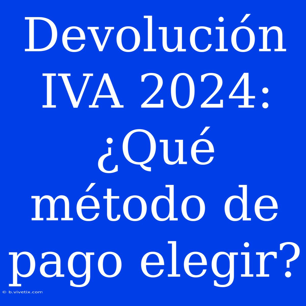 Devolución IVA 2024: ¿Qué Método De Pago Elegir?