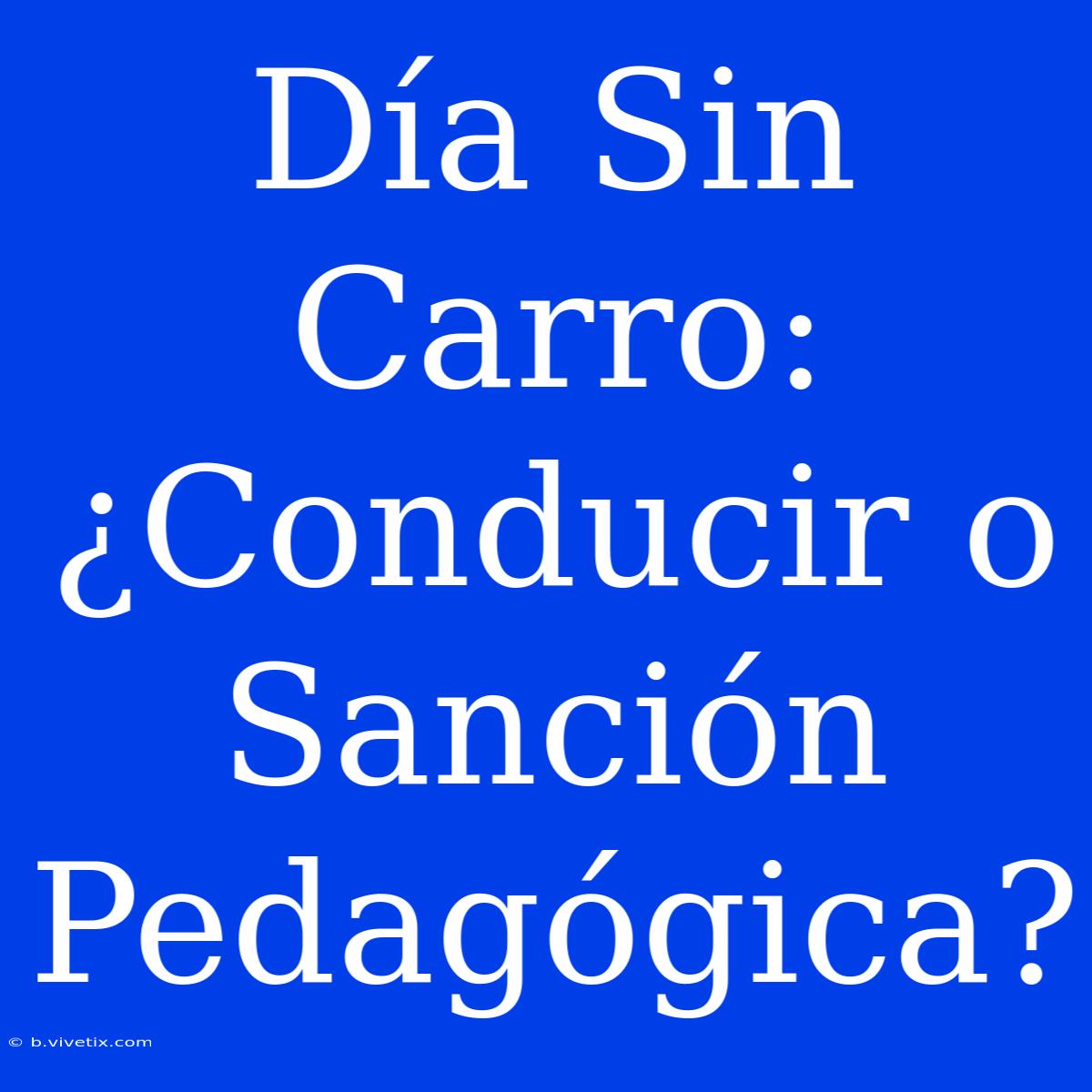 Día Sin Carro: ¿Conducir O Sanción Pedagógica?