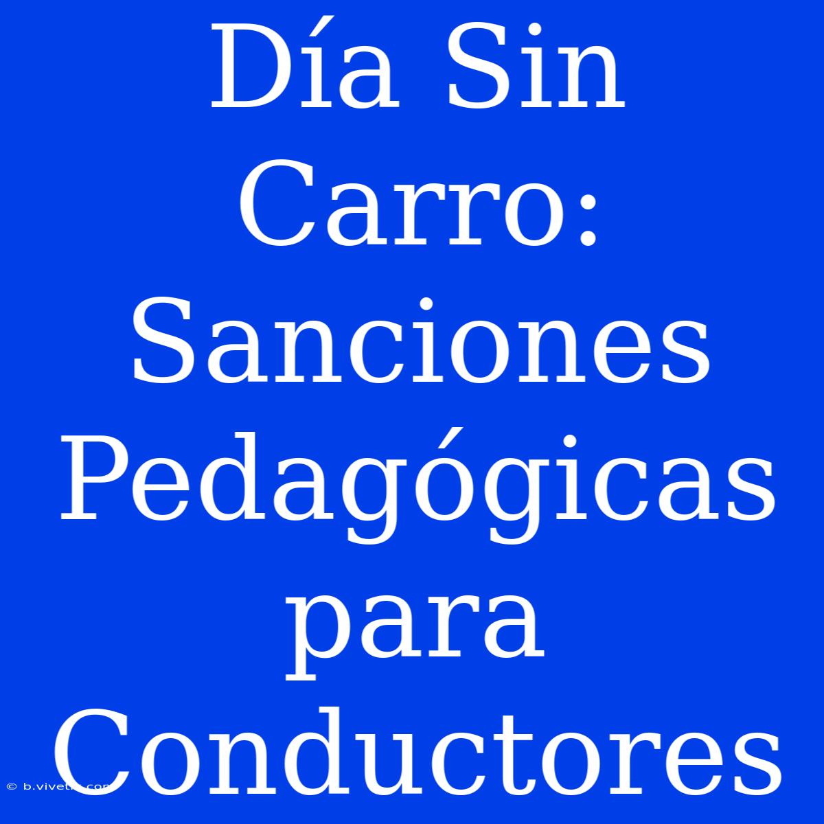 Día Sin Carro: Sanciones Pedagógicas Para Conductores