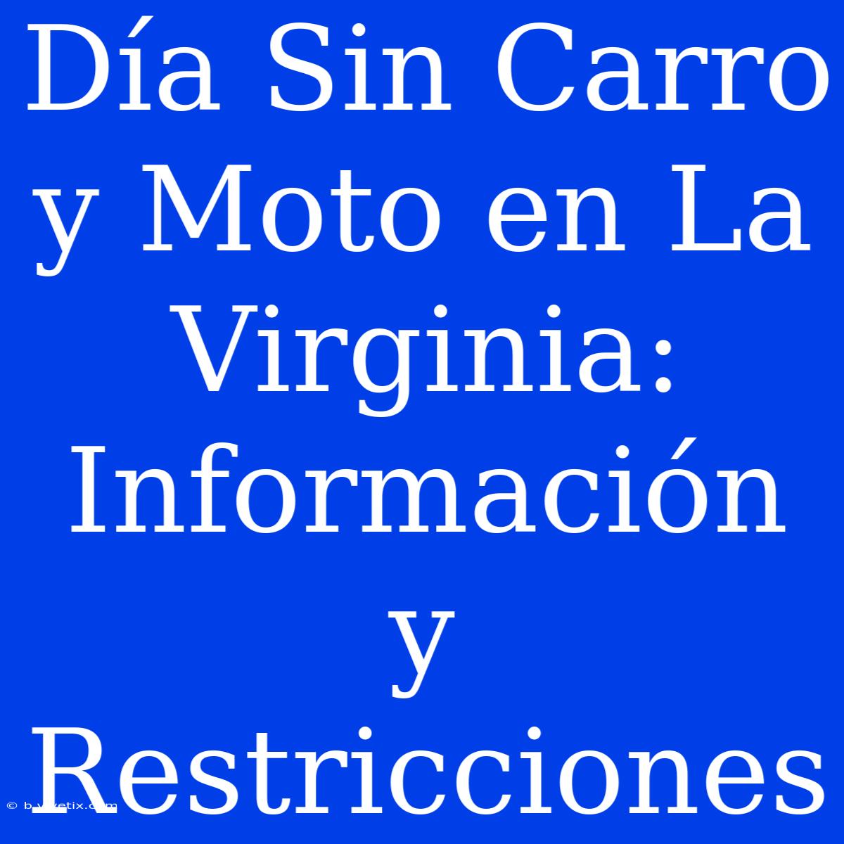 Día Sin Carro Y Moto En La Virginia:  Información Y Restricciones