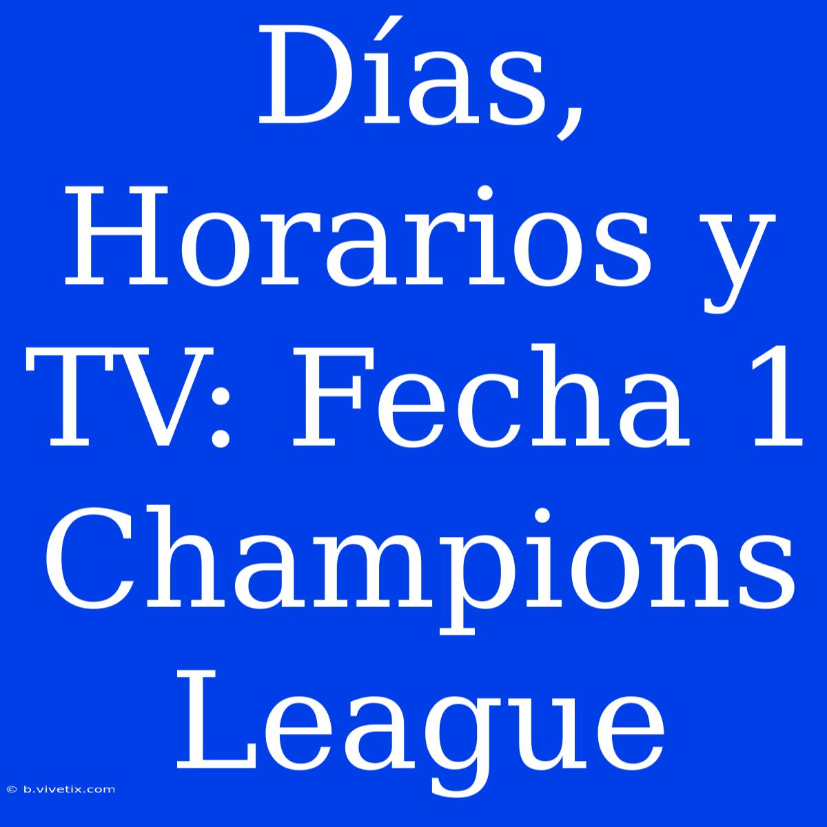 Días, Horarios Y TV: Fecha 1 Champions League 