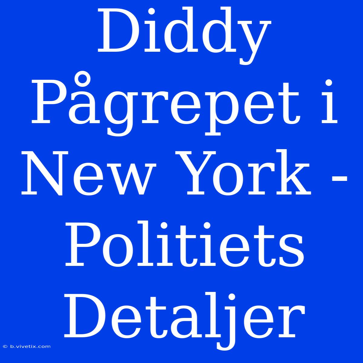 Diddy Pågrepet I New York - Politiets Detaljer