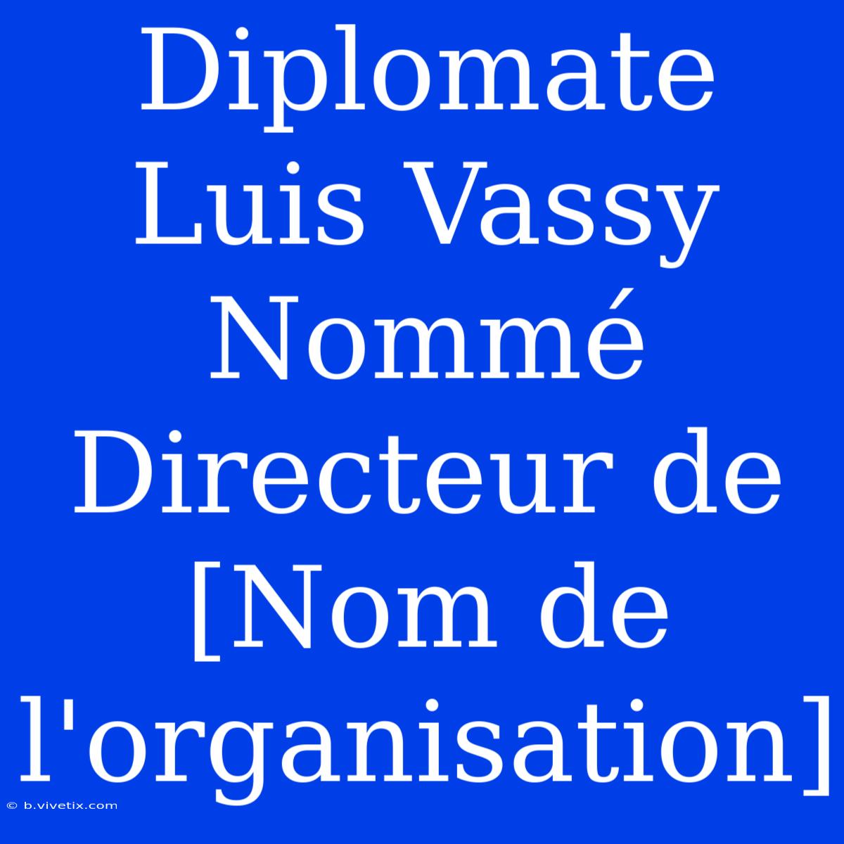 Diplomate Luis Vassy Nommé Directeur De [Nom De L'organisation]