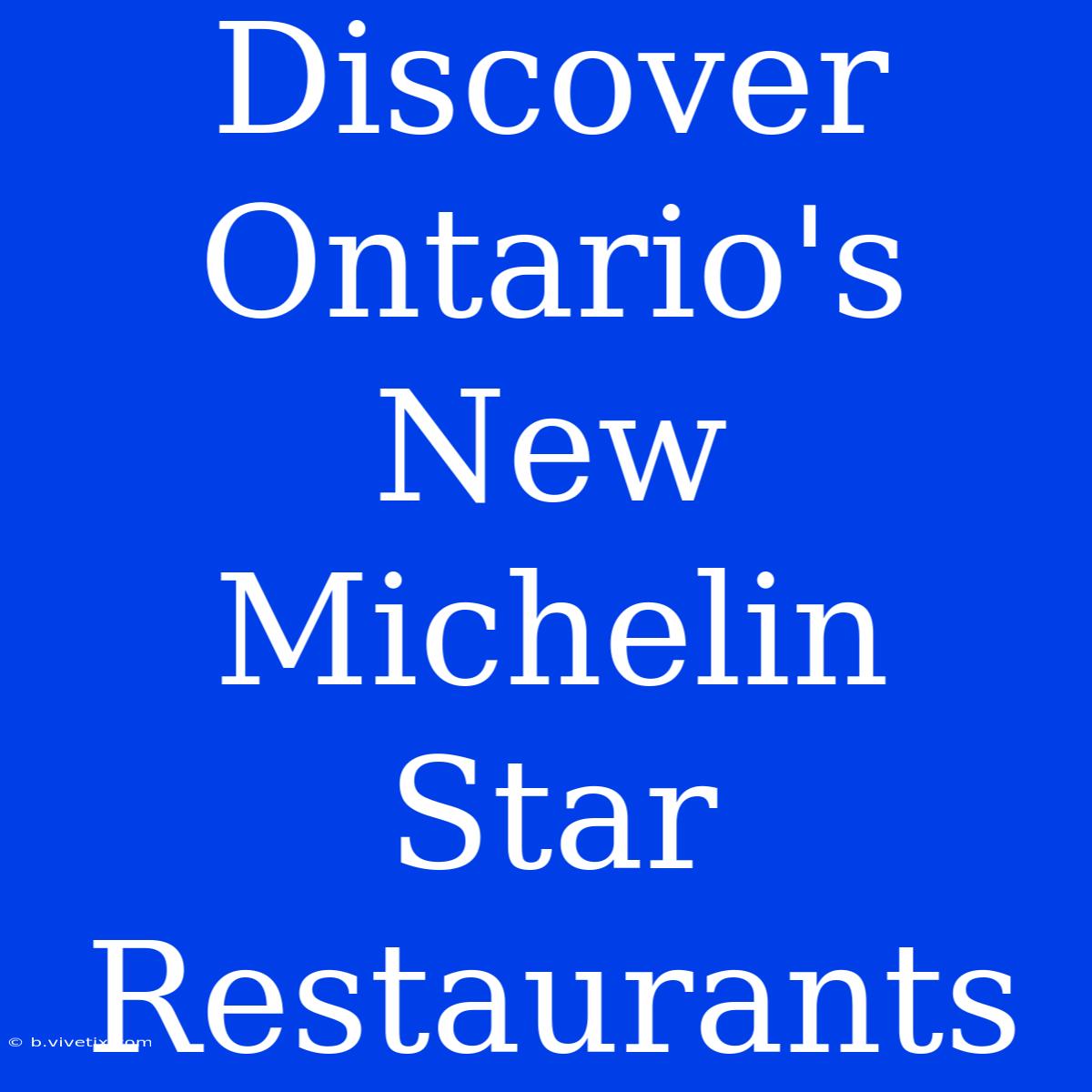 Discover Ontario's New Michelin Star Restaurants