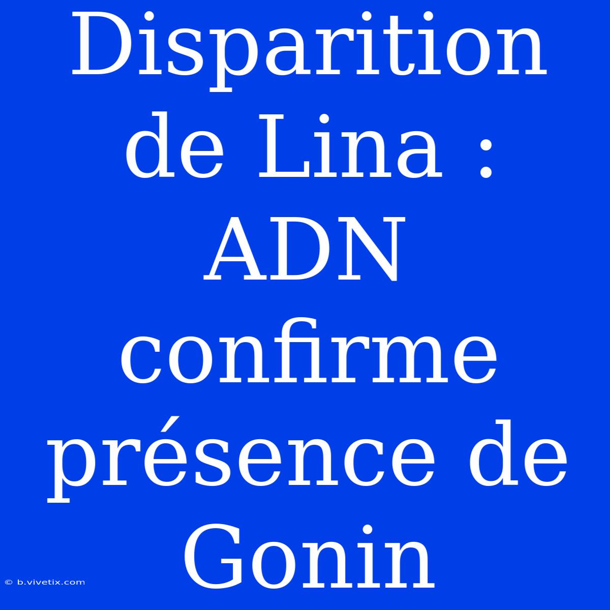 Disparition De Lina : ADN Confirme Présence De Gonin 